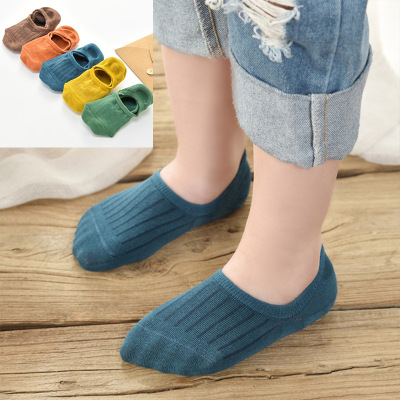 Wholesale New Children's Invisible Socks Summer Boys and Girls Solid Color 1-15 Years Old Student Baby Room Socks Boat Socks
