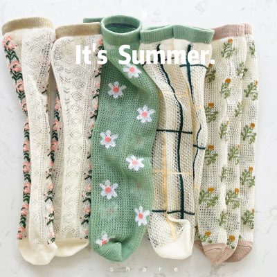 2022 New Children's Socks Children's Socks Summer Mesh Thin Breathable Korean Trendy Socks Women's Children's Socks Ultra-Thin Crystal Socks Children's Socks