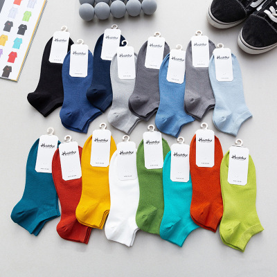 Huada Boots Original 2021 Spring and Summer Socks Display Cabinet 40 Solid Color Series Men's and Women's Low Cut Socks Socks Wholesale