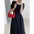Luxi French Waffle Square Collar Dress Women's Summer Hepburn Style Elegant High-Grade Waist Long Skirt 3031