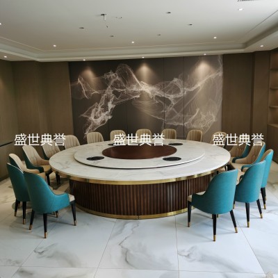 Resort Hotel Electric Dining Table Dining Club Electric Turntable Dining Table Seafood Restaurant Marble round Table