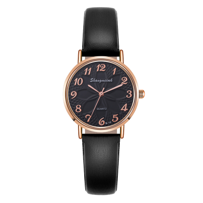 New Foreign Trade Women's All-Match Leather Watch Student Casual Digital Bracelet Watch Quartz Watch Spot Wholesale