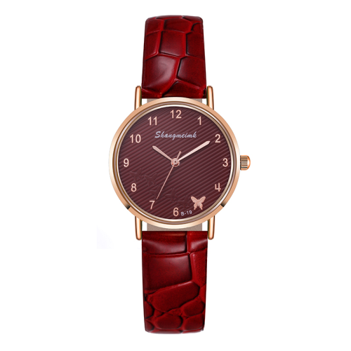 Foreign Trade Fashion Women‘s All-Match Leather Watch Student Casual Digital Bracelet Watch Quartz Watch Spot Wholesale