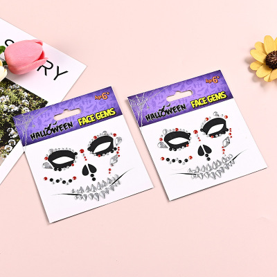 Electronic Halloween Face Pasters Ghost Face Eye Makeup Diamond Sticker Special Effect Zombie Face Makeup Tattoo Stickers Wholesale
