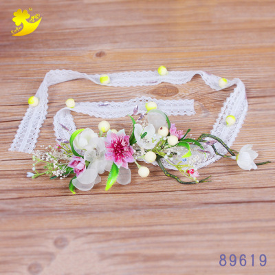 Spot Korean Bride Wedding Hair Band Headband Mori Style Artificial Flower Plastic Lace Ornament Women's