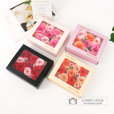 Factory Wholesale European Square Gift Box Soap Flower Preserved Fresh Flower Birthday Gift Bath Handmade Soap Gift