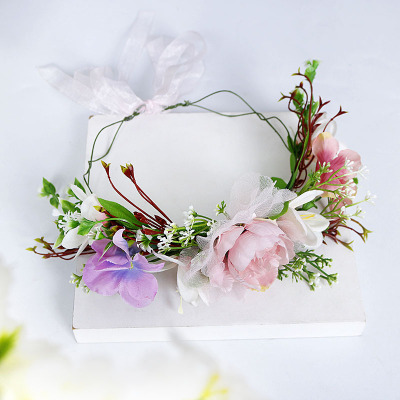 Handmade Mori Girl Garland Artificial Flower Headband Photo Studio Props Exotic Headdress Flower European and American Model Hair Accessories