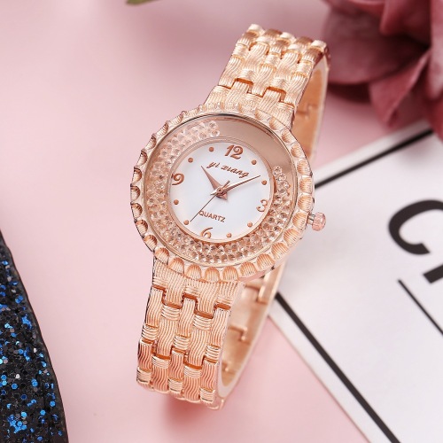 Female Student Diamond-Embedded Watch Digital Surface Quicksand Ball Watch Ins College Style Elegant Large Dial Steel Chain Watch