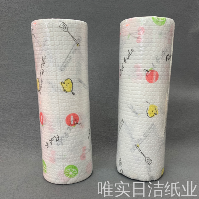 Factory Direct Sales Disposable Lint-Free Oil-Free Wet and Dry Thickened Kitchen Paper Lazy Rag Wholesale