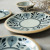 Bird Feather Series round Ceramic Dim Sum Plate Japanese Retro Hand-Painted Pattern Underglaze Color Craft Wide-Brimmed Bowl Tableware