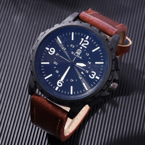 Cross-Border Hot Leather Belt Men‘s Watch Business Casual Quartz Wrist Watch Retro Sports Men‘s Watch Wholesale Watch