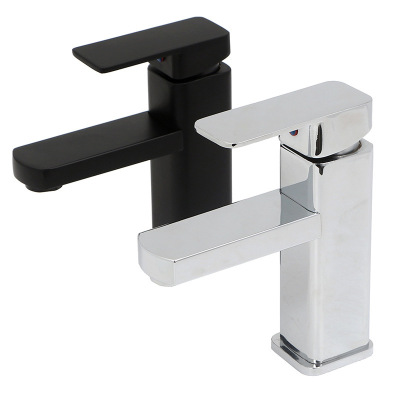 Zinc Alloy Square Single Hole Hot and Cold Washbasin Faucet Bathroom Bathroom Cabinet Basin Mixing Faucet Wholesale