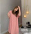Cloth Xiaojiu Cold Dress Ice Silk Pajamas Women's Summer Home Cool Dress Casual and Comfortable Solid Color Dress Women's