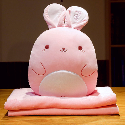 Cute Portable Pillow Blanket Owl Pillow Blanket Three-in-One Coral Fleece Nap Blanket Airable Cover Factory Direct Sales