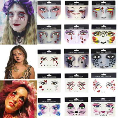 Halloween Face Pasters New Glitter Temporal Sticker Cosplay Fancy Dress Party Face Pasters