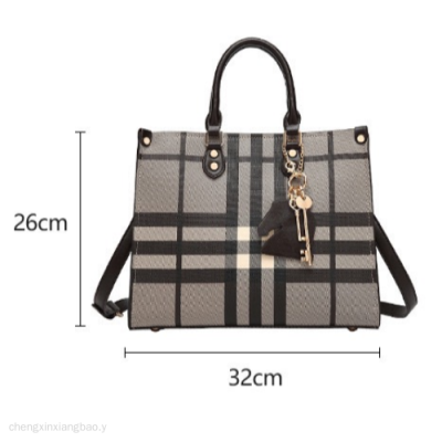 Women's Bag New Trendy All-Match Elegant Plaid Tote Bag Large Capacity Mom Bag Shoulder Bag Fashion Handbag