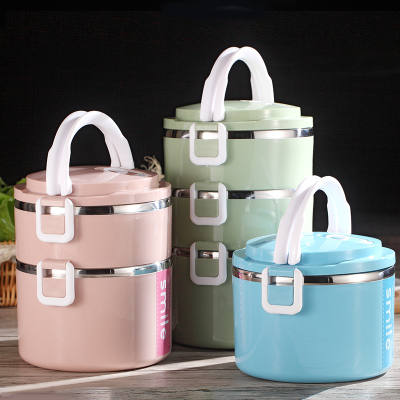Handheld Double Deck Large Capacity Lunch Box Stainless Steel Layered Lunch Box Student Office Worker Adult Insulation