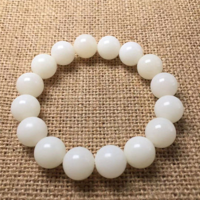 Wholesale White Jade Bodhi Root round Beads Single Circle Bracelet 12mm Finished Men and Women Crafts Buddha Beads Bracelet Accessories