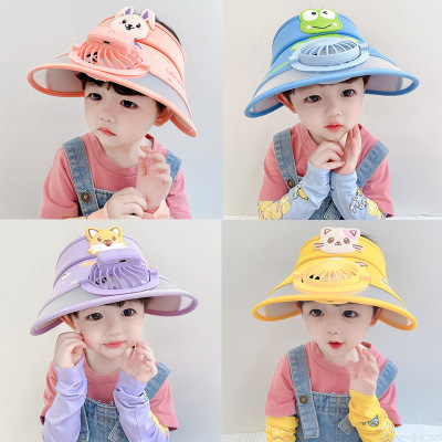 Children's Hat Air Top Summer Hat Summer Sun Hat Sun Protection Hatband Cap with Fan Baby Boy Baby Girl Thin Sun Hat