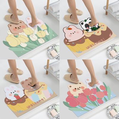 Spot Water Absorption Diatom Ooze Soft Floor Mat Bathroom Entrance Cartoon Household Toilet Carpet Bathroom Non-Slip Floor Mat