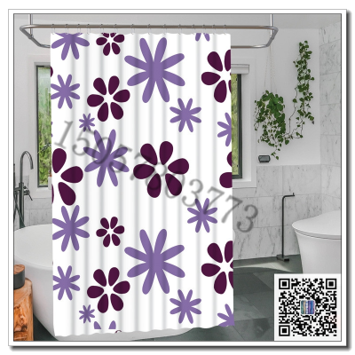 Digital Printing Shower Curtain Punch-Free Bathroom Curtain Partition Curtain Bath Curtain Shower Curtain