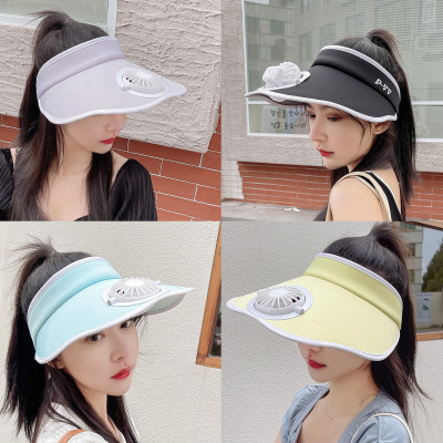 New Rechargeable Fan Topless Hat Female Online Influencer Travel Street Shooting Sun Hat Outdoor Riding Fashion Sun-Proof Sun Protection Hat