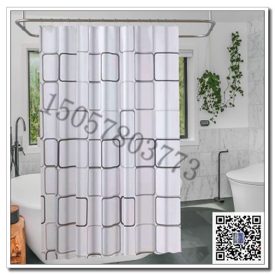 Waterproof European Entry Lux Geometric Printing Shower Curtain Toilet Partition Curtain Bathroom Shower Curtain