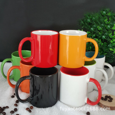 Ceramic Glaze Mug Printing Logo Colorful Creative Promotion Gift Cup Export Color Glaze Coffee Cup Making