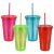 Cross-Border Straw Cup Clear with Cover Milk Tea Cup Household Coffee Cup Double-Layer Plastic Cup Beverage Water Cup Wholesale