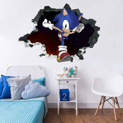 Cross-Border New Arrival Sonic the Hedgehog Game Stickers Cartoon Anime Children's Room Background Decoration Self-Adhesive Wall Stickers PVC