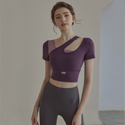 Yoga Suit Women's Summer New Patchwork Fake Two-Piece Fashion Comfortable Professional Running Sportswear Fitness Suit