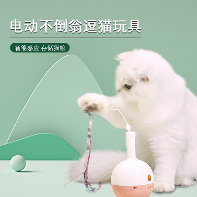New Pet Cat Electric Cat Teaser Tumbler Food Dropping Ball Toy Function Feeder Wholesale