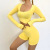 2021 Cross-Border New and Thin Yoga Suit Women's Running Sports Workout Long Sleeve Hip Shorts Two-Piece Suit Summer