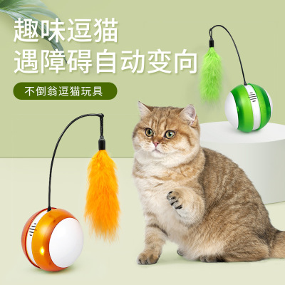 Pet Supplies Tumbler Automatic Cat Teasing Ball Cat Toy Electric Feather Self-Hi Cat Teaser Pet Cat Toy