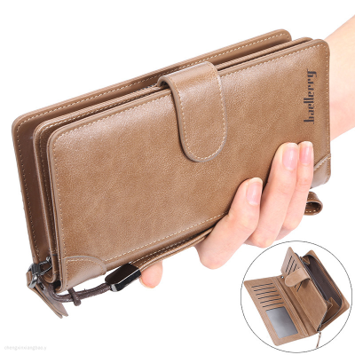 Men's Wallet Business Multiple Card Slots Mid-Length Clutch Large Capacity Hasp Zipper Clutch Bag Can Be Customized