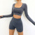 2021 Cross-Border New and Thin Yoga Suit Women's Running Sports Workout Long Sleeve Hip Shorts Two-Piece Suit Summer