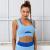 2022 New Candy Color Fake Two Pieces Color Contrast Patchwork Seven-Piece Yoga Clothes Training Running Sports Fitness Clothes for Women