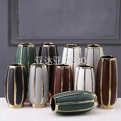  Gold Ceramics Vase Home Decorative Crafts Desktop Decoration Light Ins Style Restaurant Flower Arrangement Flower Ware