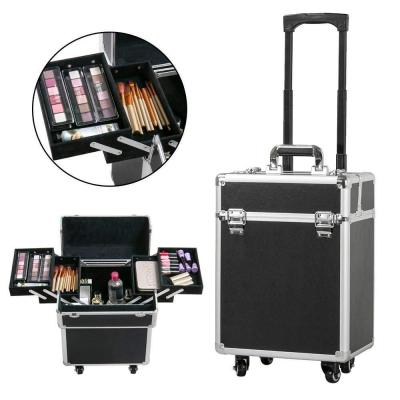 Universal Wheel Trolley Cosmetic Case Large Portable Multi-Layer Large Capacity with Lock Makeup Storage Tattoo Toolbox