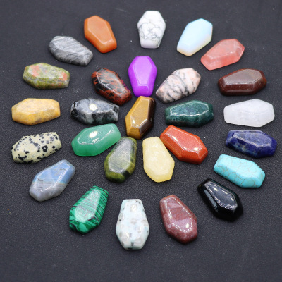 Natural Crystal Semi-Precious Stone Agate Mini Coffin Plate Decoration Carving Pendant Ornaments TikTok Live Streaming Drainage Model