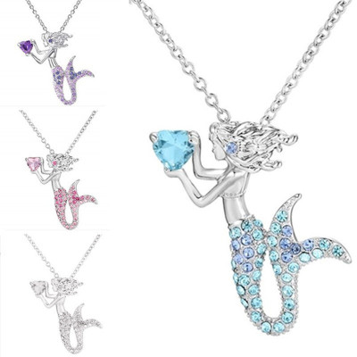 Foreign Trade New Necklace Female Mermaid Tail Necklace Internet Celebrity Diamond Clavicle Chain Pendant Birthday Gift