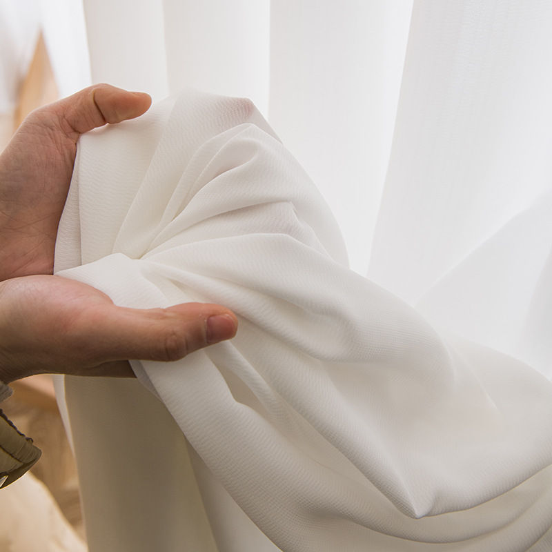 新款窗帘纱帘透光不透人幻影纱北欧客厅阳台飘窗新款半遮光防晒纱