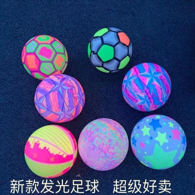 New Glowing Football Flash Basketball Pat Ball Fitness Inflatable Elastic Ball Luminous Children Stall Toys Wholesale