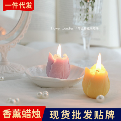 Tulip Aromatherapy Candle Wholesale Birthday Home Aroma Gift Box Gift Gift Creative Ins Handmade Smoke-Free Decoration