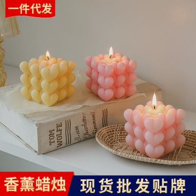 Love Cube Aromatherapy Candle Wholesale Birthday Home Aroma Small Gift Box Handmade Gift Creative Fragrance Finished Product