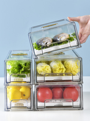 Food Grade Crisper Drawer Type Household Refrigerator Frozen Storage Sealed Box Rectangular Transparent Storage Box