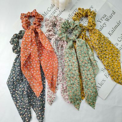 Korean Style Large Intestine Ring Streamer Hair Tie Rope Floral Hair Band Female Tie Hair Accessories Hair Ring Ponytail Head Rope Rubber Band Hair Accessories