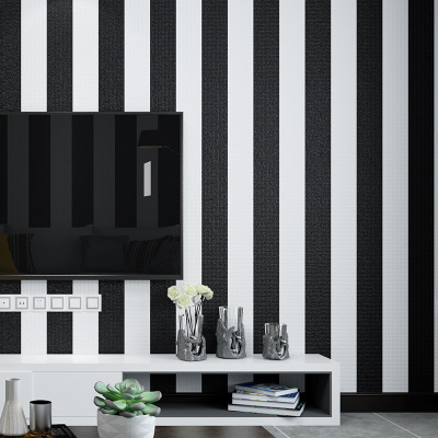 Modern Simple Black and White Striped Wallpaper Wide Striped Living Room Bedroom Children's Room Restaurant Corridor Hotel Background Wallpaper