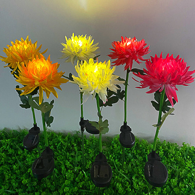 Factory Direct Solar Floor Outlet Chrysanthemum Lamp Outdoor LED Artificial Flower Floor Outlet Garden Lawn Garden Lamp