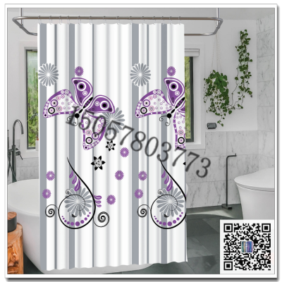 Colorized Butterfly Printed Bathroom Curtain Cartoon Digital Shower Curtain Partition Curtain